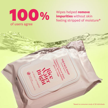 THE FACE SHOP Rice Water Bright Makeup Remover Wipes, 50 Count