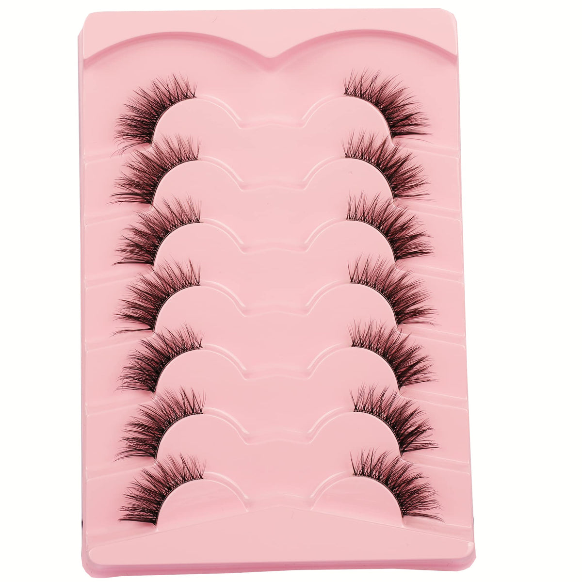 Gmagictobo Half Lashes Cat Eye Clear Band Lashes Fluffy False Eyelashes Natural Wispy 3D Faux Mink Lashes Pack Soft Strips Fake Eyelashes 7 Pairs