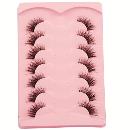 Gmagictobo Half Lashes Cat Eye Clear Band Lashes Fluffy False Eyelashes Natural Wispy 3D Faux Mink Lashes Pack Soft Strips Fake Eyelashes 7 Pairs