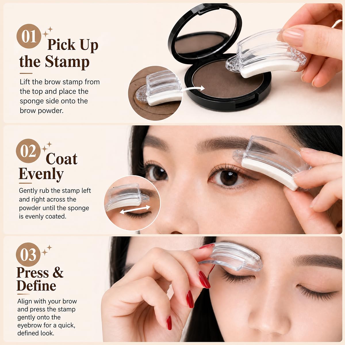 2Pcs Eyebrow Stamp Kit, Eyebrows in 5 Seconds, Achieve perfect results easily with Precise Application (DARK BROWN)