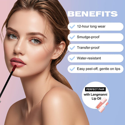LANGMANNI 3 Colors Long-Lasting Peel Off Lip Liner Set, Waterproof & Smudge-Proof Matte Lip Liners Gift Makeup For Girls (#1+2+3)