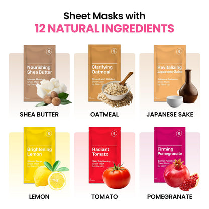 GLAM UP Korean Facial Sheet Mask 12 Pack – Hydrating Glass Skin Face Masks, Korean Skincare for Sensitive & Dry Skin, Easter Gifts, Teen Girl Gifts, Stocking Stuffers for Women, Spa Gift Set