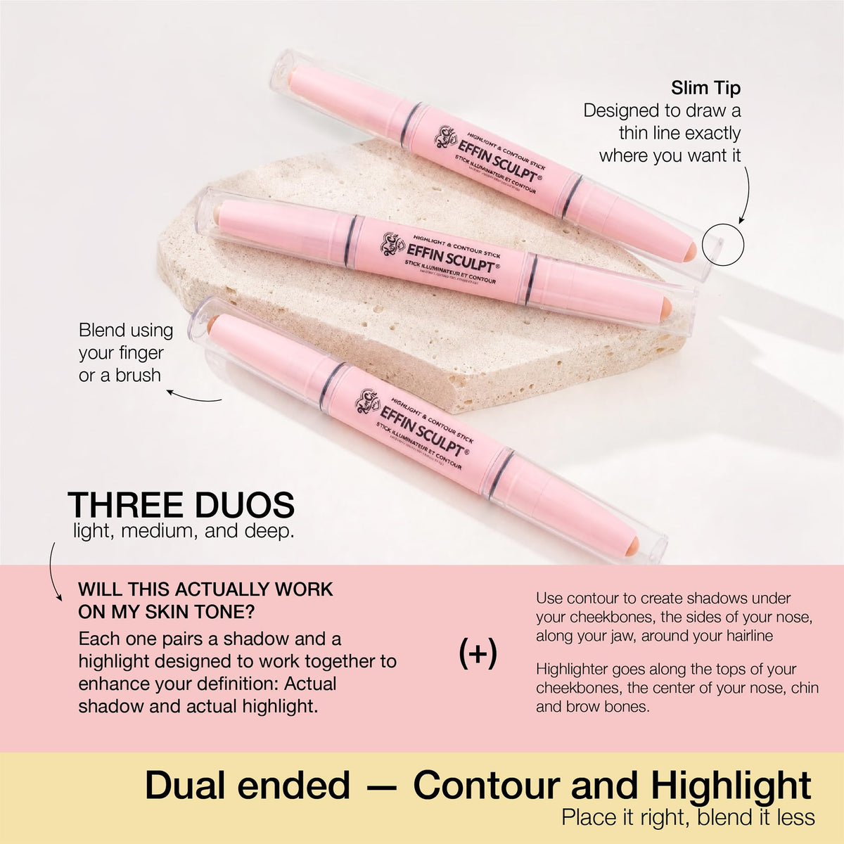KimChiChic Beauty Effn Sculpt Dual-Ended Highlighter & Contour Stick Makeup