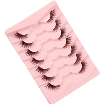 Gmagictobo Half Lashes Cat Eye Clear Band Lashes Fluffy False Eyelashes Natural Wispy 3D Faux Mink Lashes Pack Soft Strips Fake Eyelashes 7 Pairs