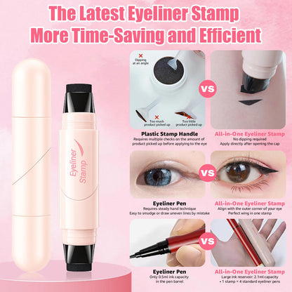 Winged Eyeliner Stamp Pen Dual-Ended Eye Liner Stamp Makeup Pen (Black)