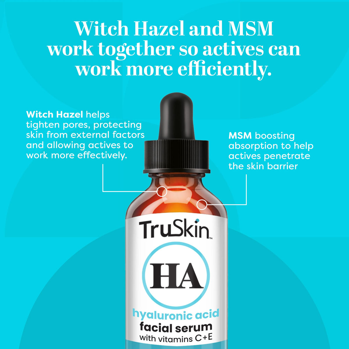 TruSkin Hyaluronic Acid Serum for Face for Hydrated, Plumper Skin, 1 fl oz