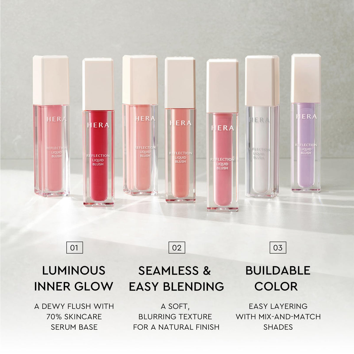 HERA Reflection Liquid Blush #183 Rosy 7.5g – Glass Skin Glow, Hydrating Serum Formula with 70% Skincare Ingredients, Buildable Radiance, Sheer Color, Korean Makeup