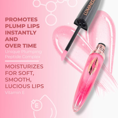 LUMINESS Hot Kiss GENTLE Lip Gloss Plumper | Hydrating Lip Plumper & Lip Booster for Fuller-Looking Lips, High Shine Lip Gloss w/Buildable Lip Stain Color, Cruelty-Free