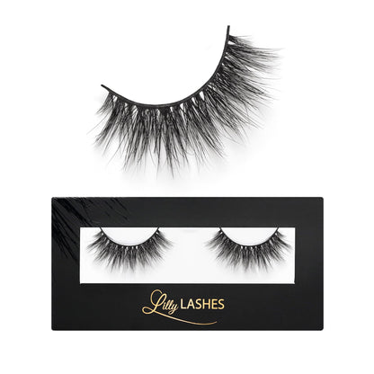 Lilly Lashes 3D Miami Faux Mink Strip Eyelashes, False Eyelashes Dramatic Look, Reusable False Lashes, Fake Lashes Pack, Lash Strips with Luxury Silk Like Fibers, No Lash Glue Included