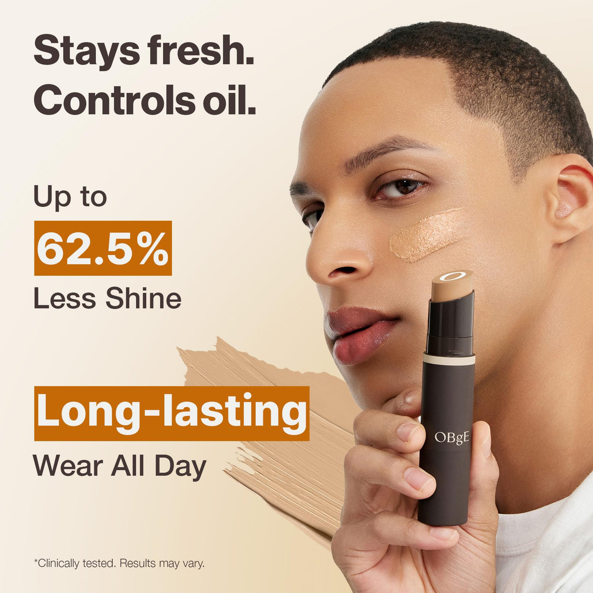 OBgE Natural Foundation Stick High Coverage with Brush #2 Beige, 0.49oz