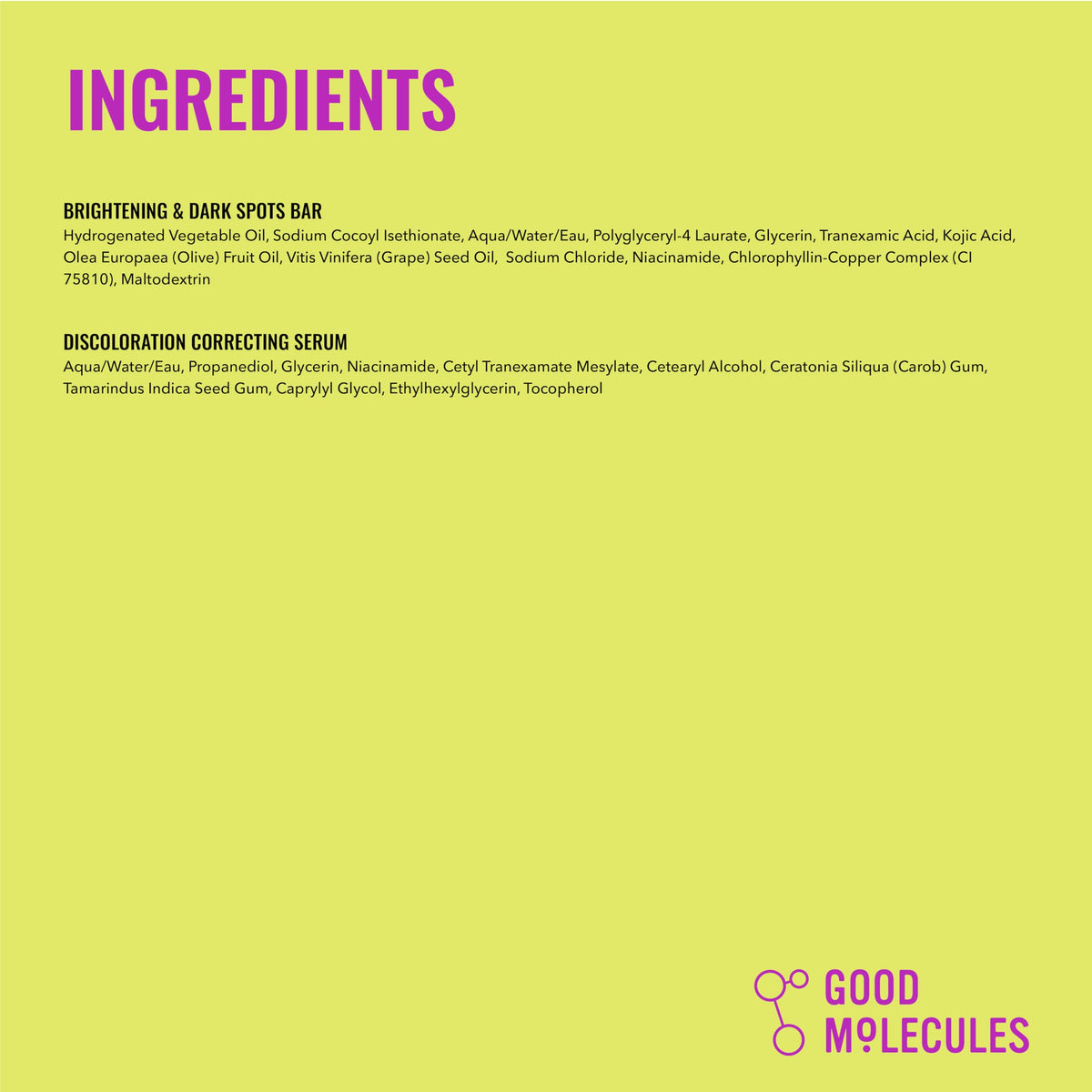 Good Molecules Brightening Skincare Set, Discoloration Serum & Body Duo