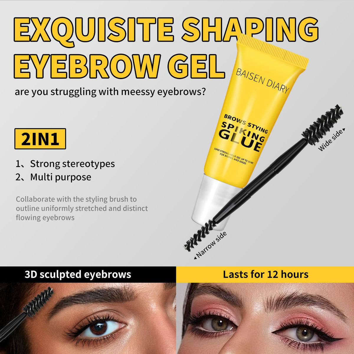 Brow Styling Spiking Glue - Clear Eyebrow Setting Gel, Brow Fix Gel for Long-Lasting Hold, Waterproof & Sweat-Proof Brow Gel, Flawless Natural Look, Ideal for Salon & Home Makeup Use