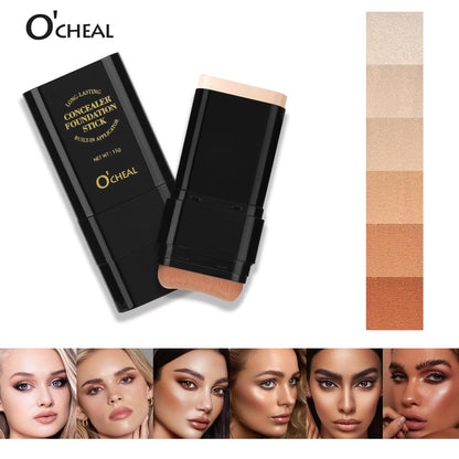 O'CHEAL Concealer Foundation Stick with Brush, Full Coverage Makeup 04#