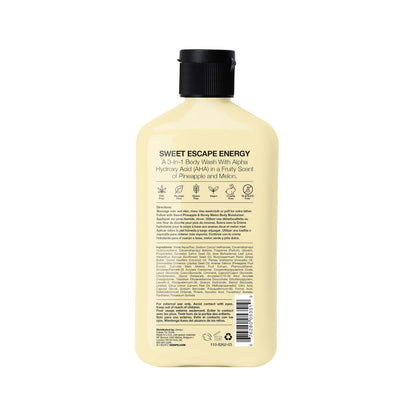 Hempz Body Wash - Sweet Pineapple & Honey Melon - Hydrating for Sensitive Skin, Scented, Exfoliating with Shea Butter, Pure Hemp Seed Oil, and Algae for Sensitive Skin - 17 fl oz
