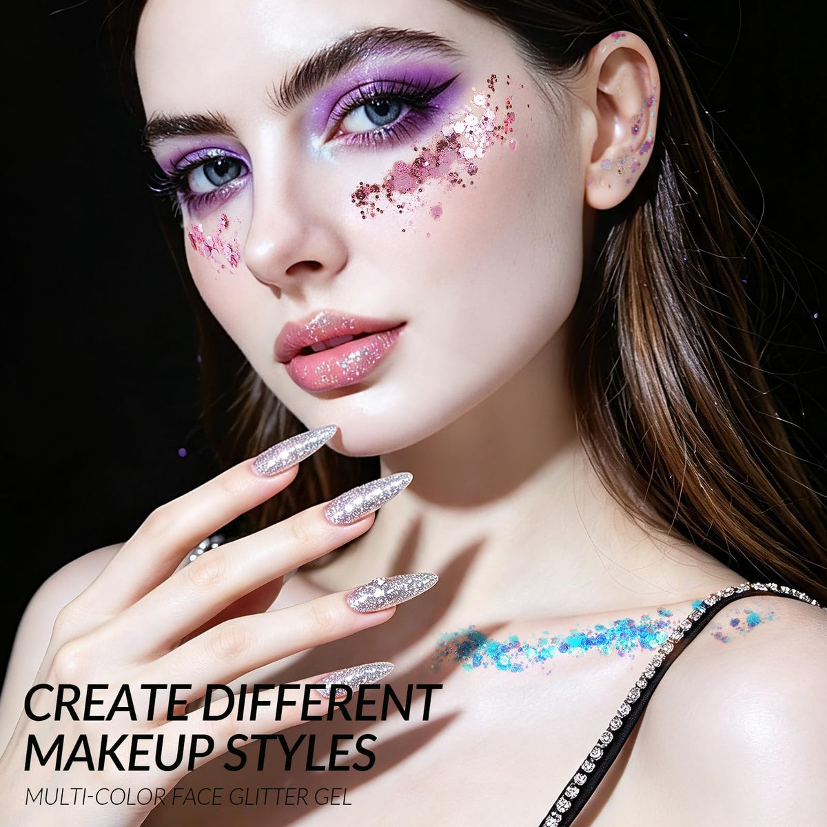 Teenitor 24 Colors Body Glitter Face Glitter Gel Set,5g*24 Hair Glitter Gel