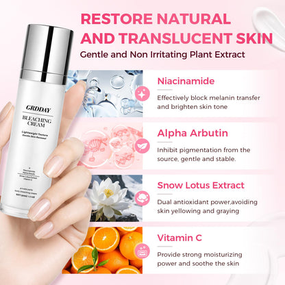 Skin Bleaching Cream, Skin Lightening for Body, Underarm, Inner Thigh, Knees, Bikini Area, Private Parts, Whitening Cream Dark Spot Remover for Intimate Areas, Niacinamide & Vitamin C, 1.7 FL OZ