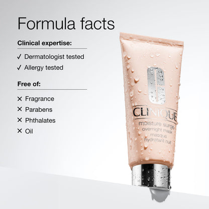 Clinique Moisture Surge Oil Free Overnight Face Mask With Aloe Vera For All Skin Types | Hydrating + Plumping Face Mask Skin Care | After Sun Hydration, 3.4 Fl Oz