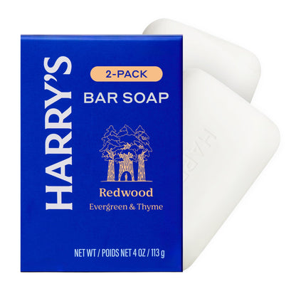 Harry's Bar Soap for Men - Redwood Scent - 4 oz Body Soap Bars (2 Pack)