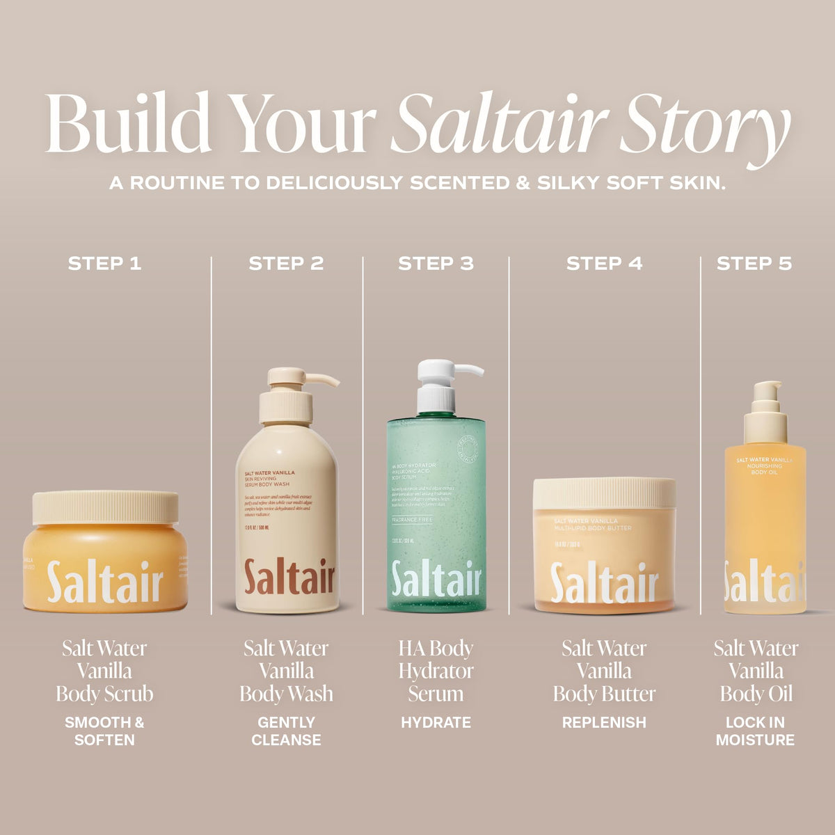 Saltair Body Scrub | Salt Water Vanilla Exfoliating Polish | 1 Count