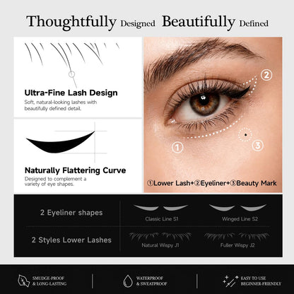 VEILNA Winged Eyeliner & Lower Lash Stamp,Waterproof,Easy for Beginners