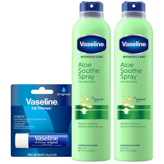 Vaseline Aloe Soothe Spray 2-Pack, Soothes Dry, Irritated Skin, 6.5 Oz Ea