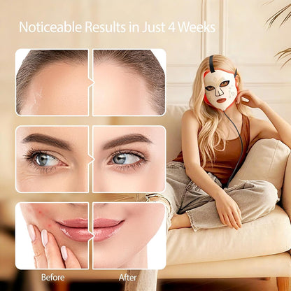 Red Light Therapy for Face, 4 Modes LED Light Therapy Mask with 850nm NIR Infrared Red & Blue Light, Rechargeable Portable Facial Skincare Device with Timer for Home Use, Lightweight for Women & Men