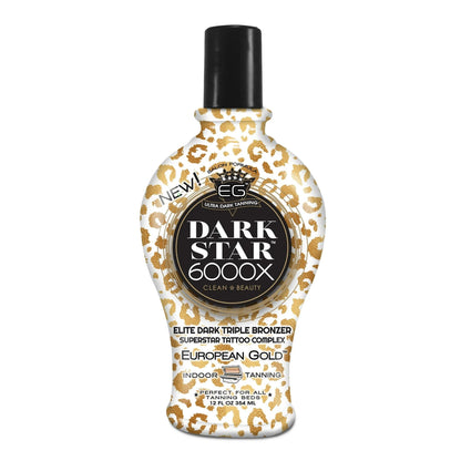 European Gold Dark Star 6000X Ultra-Dark Tanning Lotion with Triple - Bronze Formula for Deep, Long-Lasting Tan and Skin-Nourishing Ingredients - 12 oz