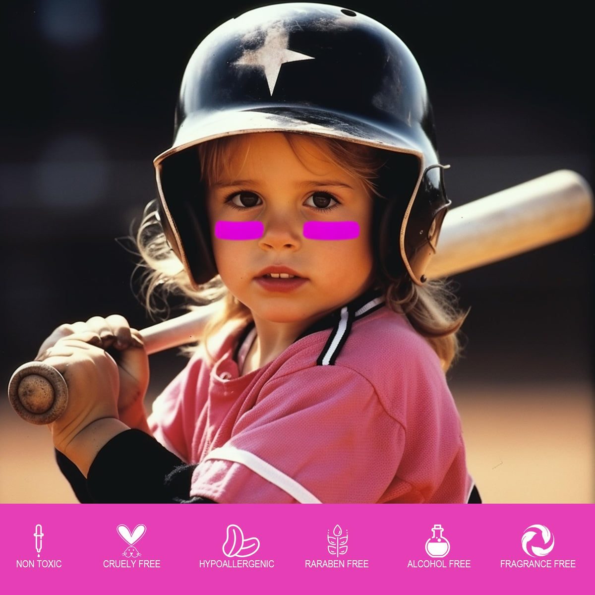 CCBeauty Hot Pink Eye Black, Sweatproof Eyeblack Stick For Baseball Football Softball Lacrosse, Face Paint Sports Grease For Pro Performance, Game Day Cheer Playoffs Accessories for Players & Fans