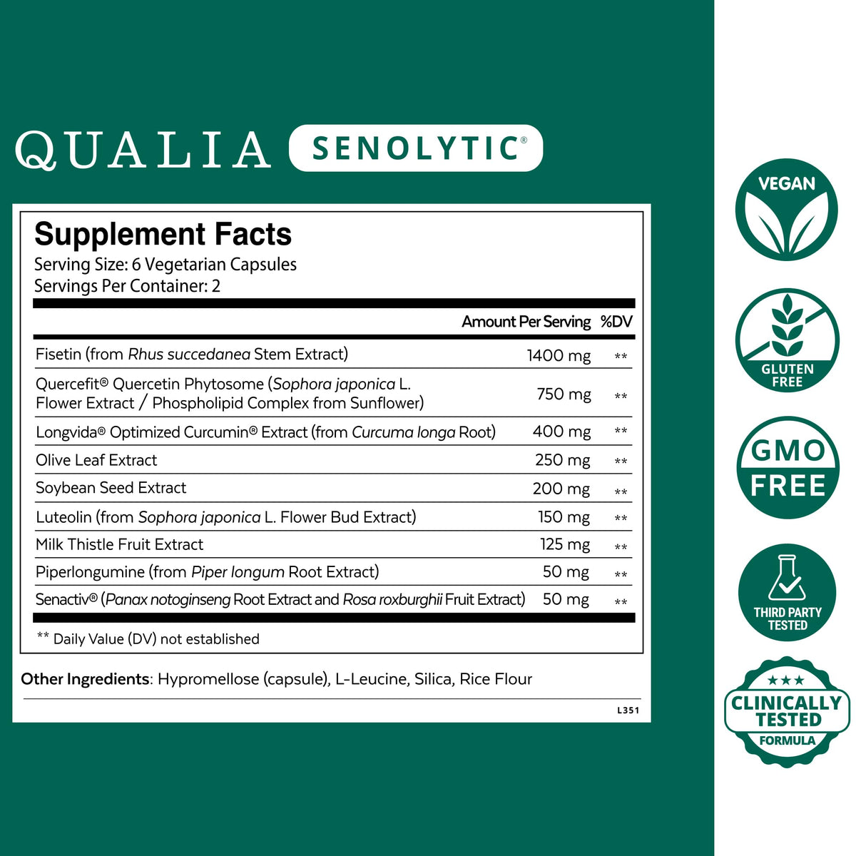 Qualia Senolytic | 1400mg Fisetin for Healthy Aging & Vitality