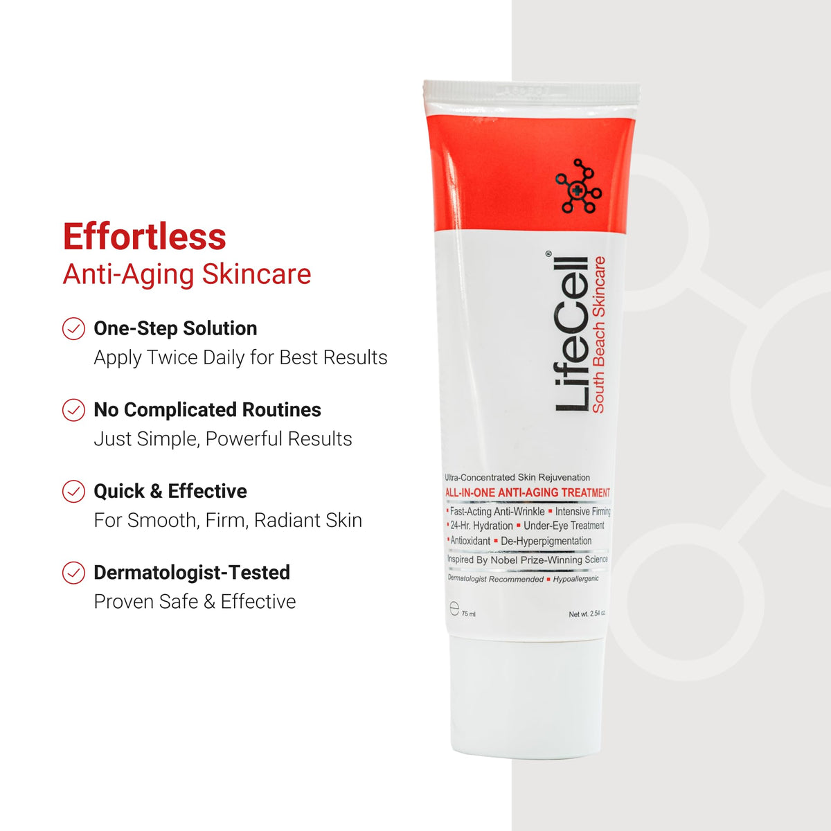 LifeCell Anti-Aging Cream for Wrinkles, Fine Lines & Dark Circles, 2.54oz