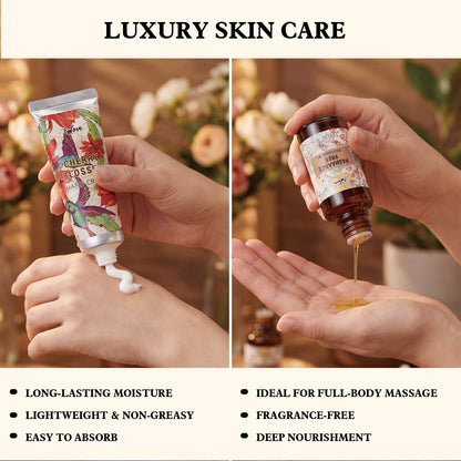 BFFLOVE Gift Set for Women 5pcs Cherry Blossom Spa Set, Birthday Presents for Her with Massage Oil, Scented Candle, Bath Salts, Hand Cream, Mothers' Day Gifts for Her
