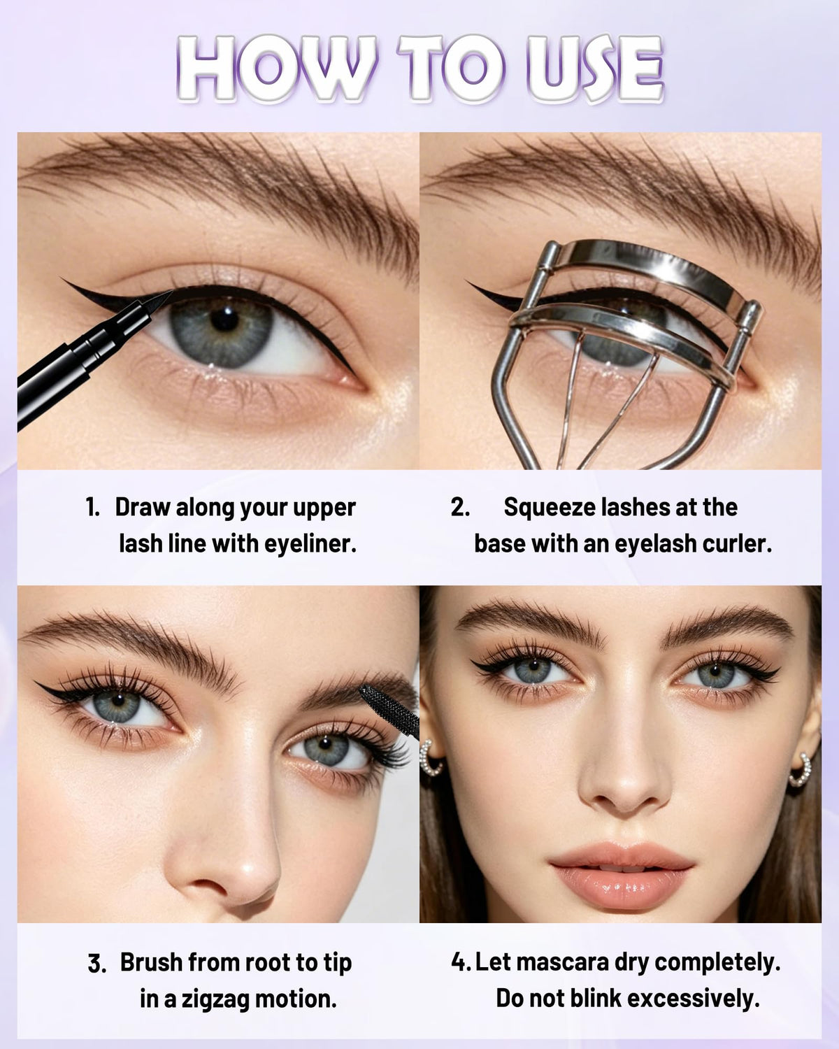 Burgundy Waterproof Mascara Eyeliner, Colored Tubing Mascara Eye Liner Set