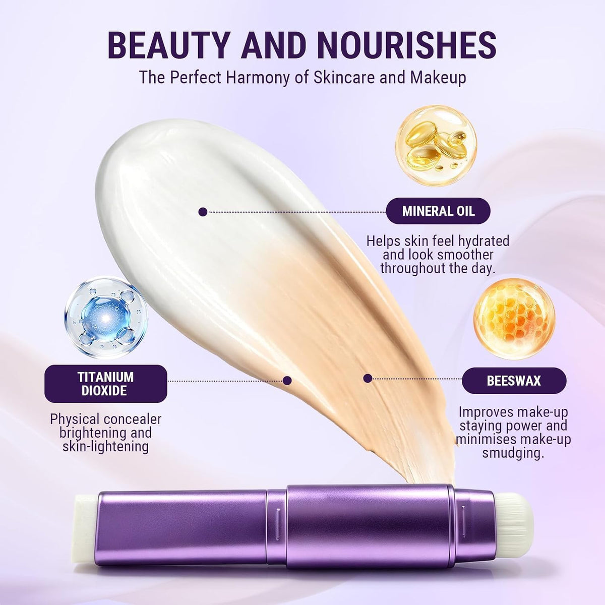 2 In 1 Facelove Changing Foundation Stick with Built-In Soft Brush