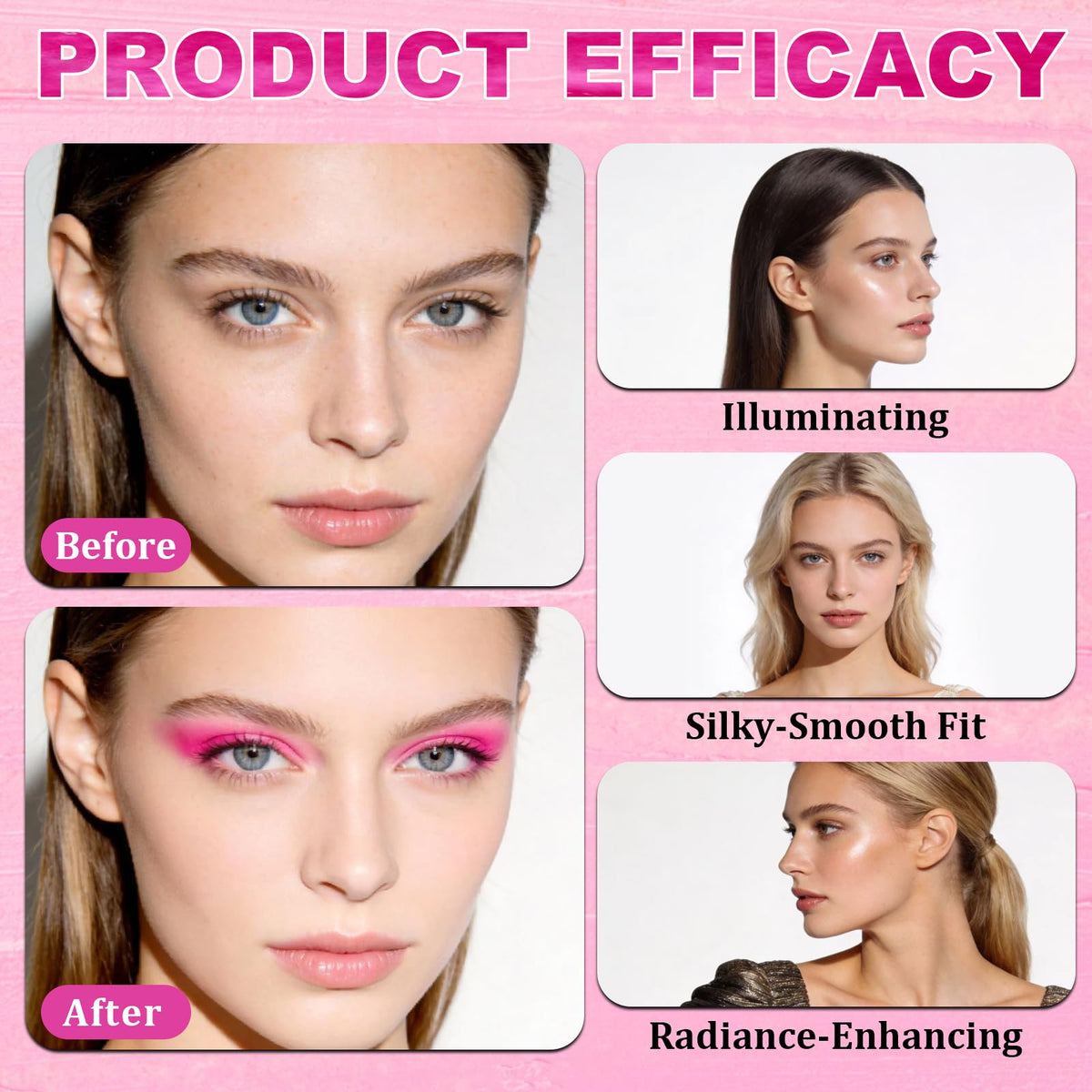 4-In-1 Eye & Cheek Palette, Blush Highlighter with 1 PCS Brush