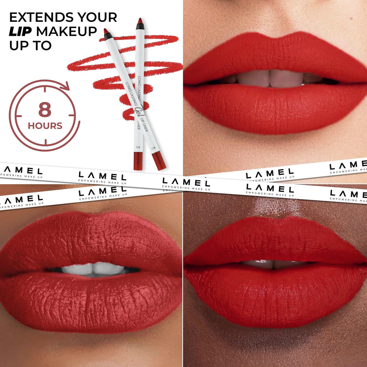 Lamel Gel Lip Liner Pencil – 5 Pack – 2-in-1 Waterproof Lip Liner Set