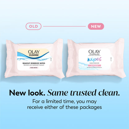 Olay Cleanse Makeup Remover Wipes, Rose Water Scent, Facial Cleansing Wipes Remove Makeup Dirt & Oil, Removes Waterproof Mascara, Soft Cloths for Eyes Face & Neck, No Greasy Residue, 25 Count, 3-Pack