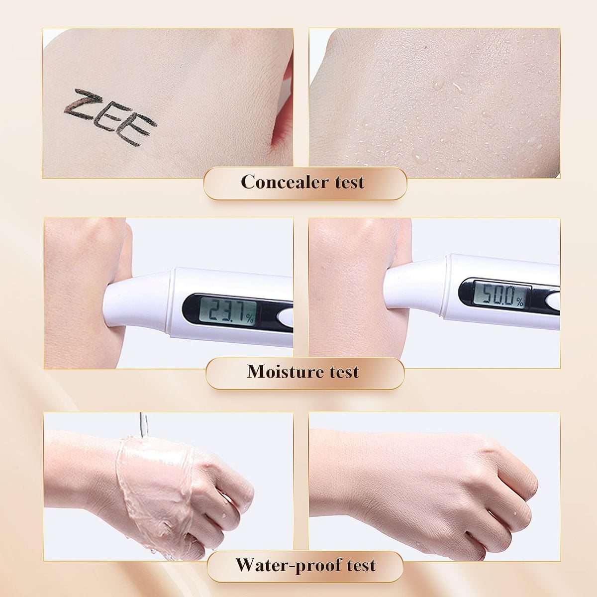 OETUIOW Cushion Foundation Concealer Full Coverage CC Cream, Natural