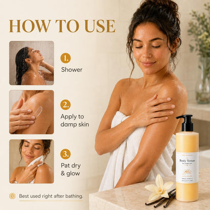 MKSUVGQ Bees Body Serum for Crepey Skin, Waterless Wet Skin Body Oil with Avocado Oil, Castor Oil, Coconut Oil, Shea Butter & Beeswax, After Shower Body Moisturizer, Sweet Vanilla, 8 fl oz