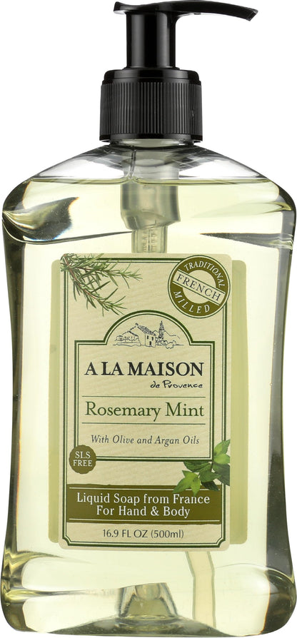 A LA MAISON Rosemary Mint French Liquid Hand Soap - Natural Hand Wash Made with Essential Oils - Biodegradable, Plant-Based, Vegan, Cruelty-Free, Alcohol & Paraben Free (16.9 oz, 1 Pack)