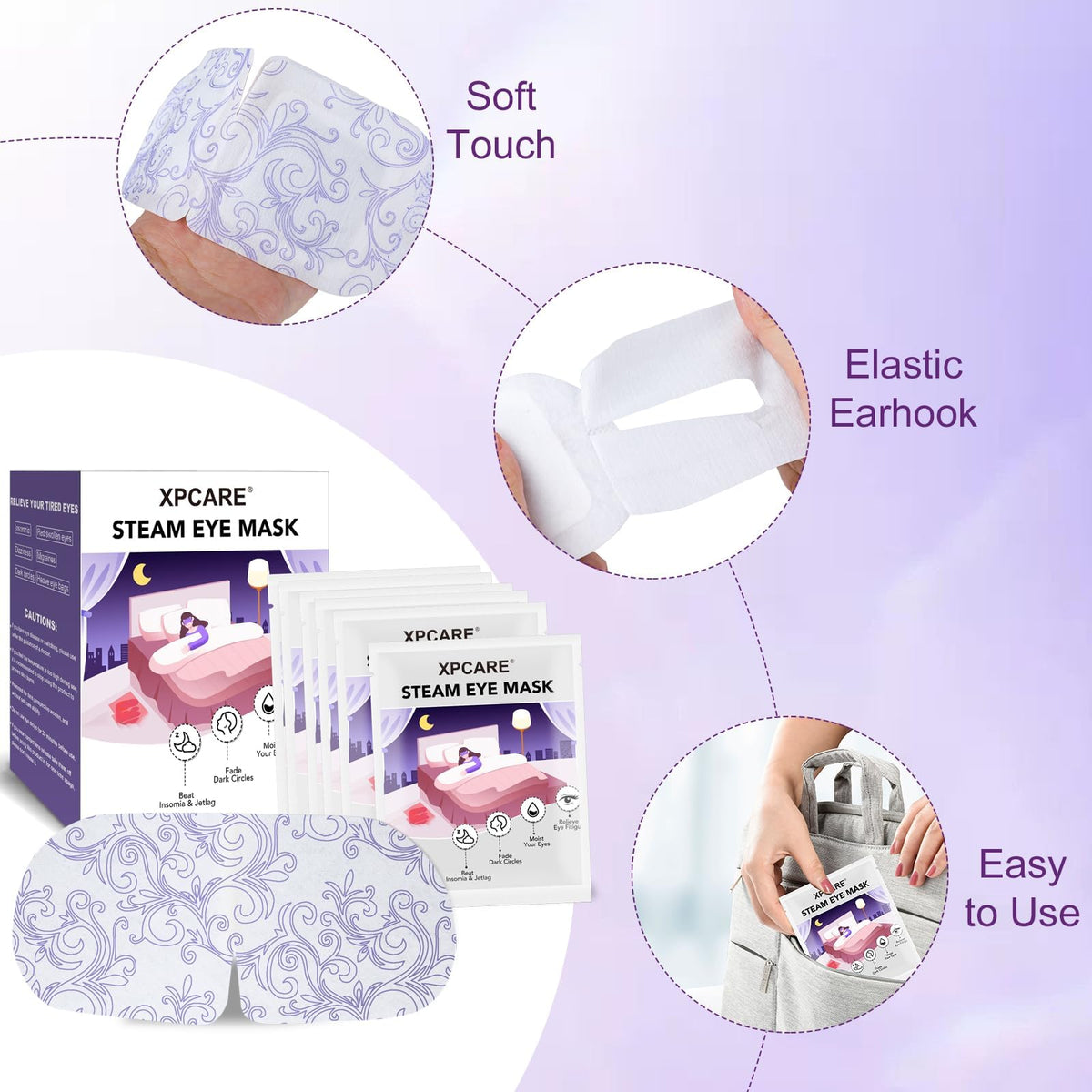 XPCARE 24 Pack Steam Eye Mask Disposable for Dry Eyes Cornea Care-Lavender