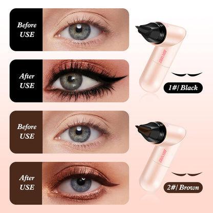 BIFCVFRT Winged Eyeliner Stamp Pen, Waterproof Smudge Proof, Wingliner Cat Eye Pencils with Rotating Foldable Design, Black for Beginners