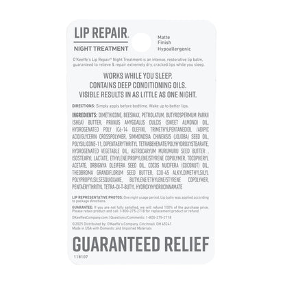 OKeeffes Lip Repair Night Treatment Balm, 0.25 oz Jar