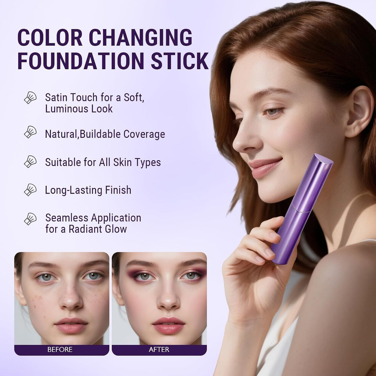 2 In 1 Facelove Changing Foundation Stick with Built-In Soft Brush