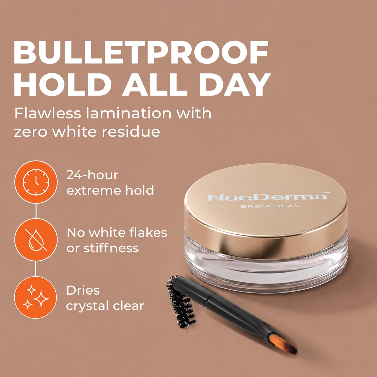 NueDerma Eyebrow Gel Brow Lamination - Clear Styling Wax, 1 oz with Spoolie