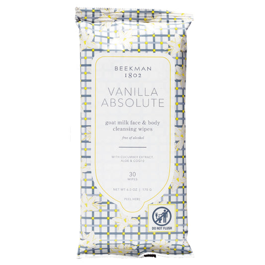 Beekman 1802 Goat Milk Face Wipes, Vanilla Absolute, 30 Count
