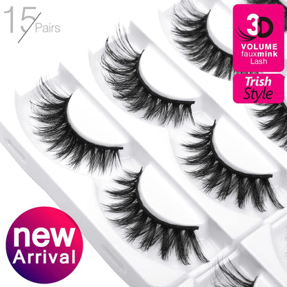 Eliace False Eyelashes 15 Pairs Cat Eye-Lashes 3D Mink Lashes