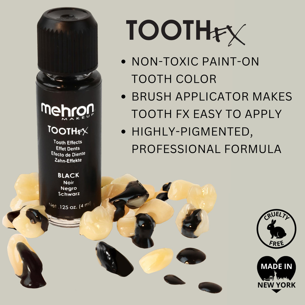 Mehron Makeup Tooth FX - BLACK, Temporary Special FX Tooth Paint