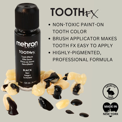 Mehron Makeup Tooth FX - BLACK, Temporary Special FX Tooth Paint