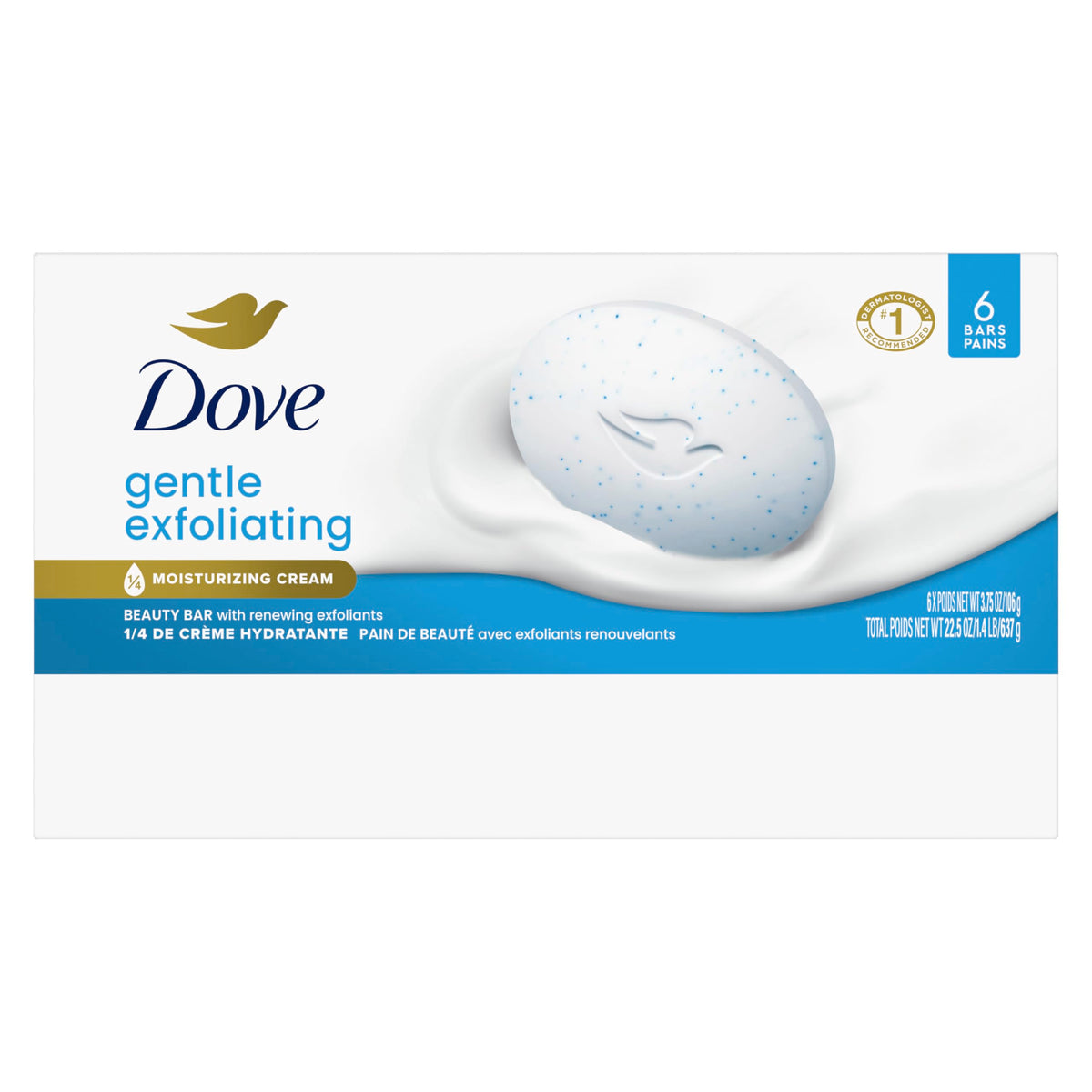 Dove Beauty Bar Gentle Exfoliating With Mild Cleanser 6 Bars 3.75 oz
