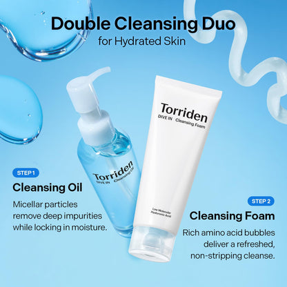 Torriden DIVE IN Cleansing Foam Face Wash 150ml (5.07 fl.oz.) | Hydrating Daily Facial Cleanser for All and Sensitive Skin | Hyaluronic Acid, Panthenol, Allantoin